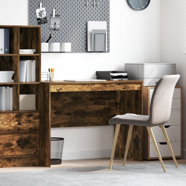 Berkfield Home Writing Desk Smoked Oak Particle board 100 x 50 x 76 cm Durable in Brown - image 1