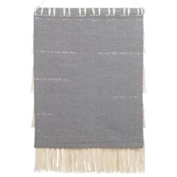 Wyld and Coco Handwoven Cotton Wall Hanging Grey Beige Tassels - Vertical Boho Decor - thumbnail 3