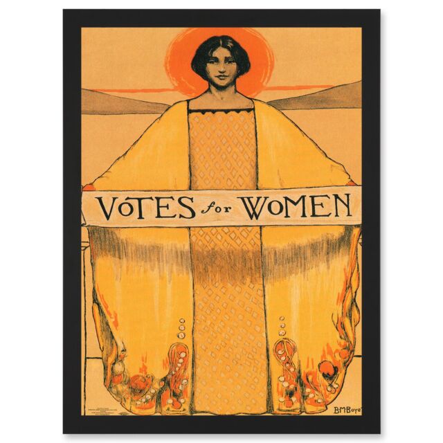 Artery8 Votes For Women Suffrage 19th Amendment Vintage Poster Artwork Framed Wall Art Print A4 in Black - image 1