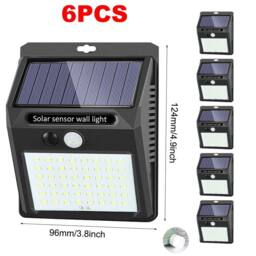 Ventryn 6Pcs Solar LED Sensor Flood Lights Outdoor Garden Fence Security Lamp in Black - thumbnail 2