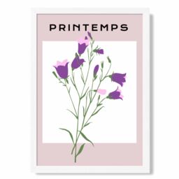 ARTZE Purple Wildflower Plant Flower Market Simplicity Framed Print SIZE: A4 with White Frame - Size: A3 - thumbnail 1