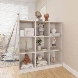 Berkfield Home Book Cabinet/Room Divider White 104x33.5x110 cm Solid Pinewood - thumbnail 3