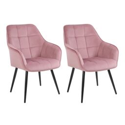 simpa 2PC Velvet Tub Accent Dining Chairs in Pink - thumbnail 1