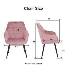 simpa 2PC Velvet Tub Accent Dining Chairs in Pink - thumbnail 3