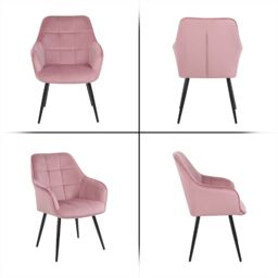 simpa 2PC Velvet Tub Accent Dining Chairs in Pink - thumbnail 5
