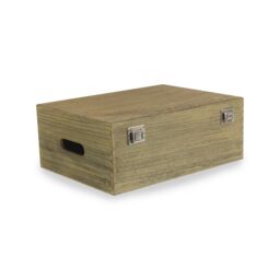 Red Hamper 35cm Oak Effect Wooden Box in Brown