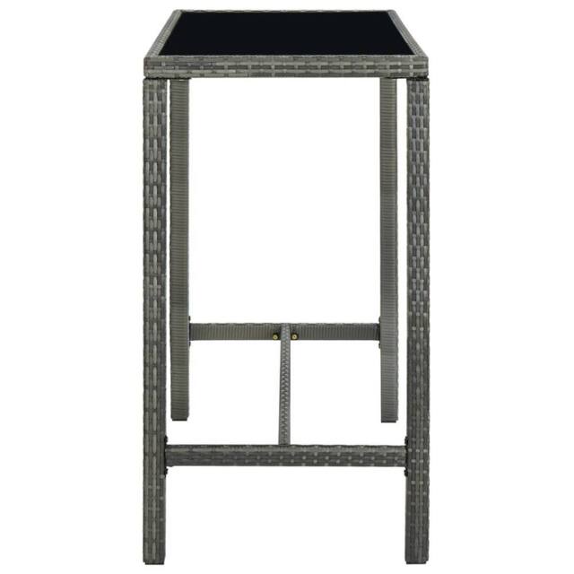 Berkfield Home Sturdy Garden Bar Table Grey 130x60x110 cm Poly Rattan & Glass - Size: 130 x 60 x 110 cm - image 1