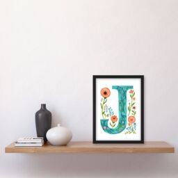 Artery8 Women's Wall Art Print Letter J in Watercolour Wildflowers Poppy Abstract Floral Word Art Framed Poster - Size: A4 - thumbnail 4