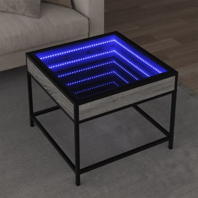 Berkfield Home Coffee Table with Infinity LED Grey Sonoma 50x50x41 cm - Size: 50 x 50 x 41 cm - image 1
