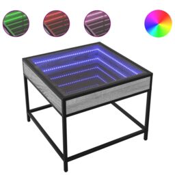 Berkfield Home Coffee Table with Infinity LED Grey Sonoma 50x50x41 cm - Size: 50 x 50 x 41 cm - thumbnail 2