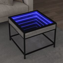 Berkfield Home Coffee Table with Infinity LED Grey Sonoma 50x50x41 cm - Size: 50 x 50 x 41 cm - thumbnail 1