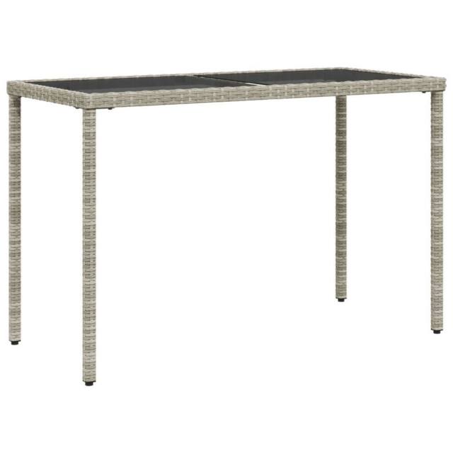 Berkfield Home Garden Table with Glass Top Light Grey 115x54x74 cm Poly Rattan - Size: 115 x 54 x 74 cm - image 1