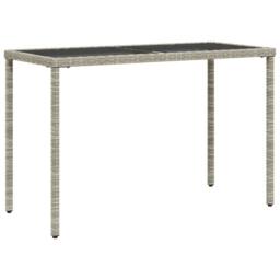 Berkfield Home Garden Table with Glass Top Light Grey 115x54x74 cm Poly Rattan - Size: 115 x 54 x 74 cm - thumbnail 1