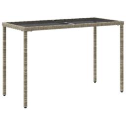 Berkfield Home Garden Table with Glass Top Light Grey 115x54x74 cm Poly Rattan - Size: 115 x 54 x 74 cm - thumbnail 6