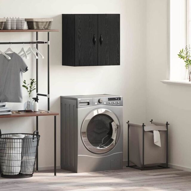 Berkfield Home Wall Cabinet Black oak 60 x 31 x 60 cm Engineered wood - image 1