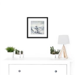 Artery8 Gao Qipei Lonely Trees Landscape Painting 8X8 Inch Square Wooden Framed Wall Art Print Picture with Mount in Black - thumbnail 2