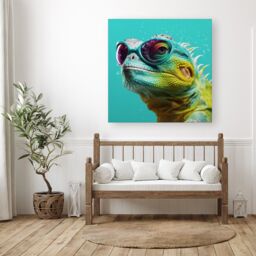 "Warren Reed - Designer Splashart Iguana Wearing Glasses Canvas - Size: W30"" x H30""" - thumbnail 1