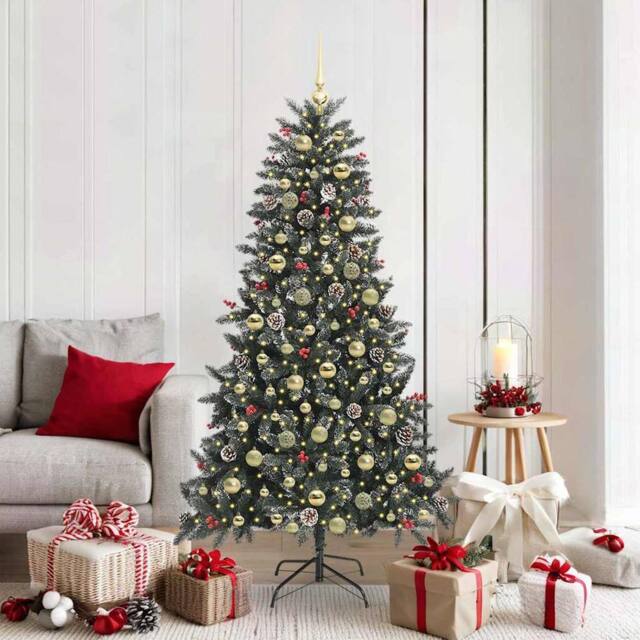 Berkfield Home Artificial Christmas Tree with 300 LEDs Green 99 x 99 x 180 cm - image 1