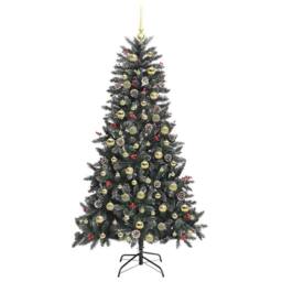 Berkfield Home Artificial Christmas Tree with 300 LEDs Green 99 x 99 x 180 cm - thumbnail 4