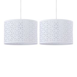 First Choice Lighting Set of 2 White Laser Cut 30cm Pendant Lightshades - thumbnail 1
