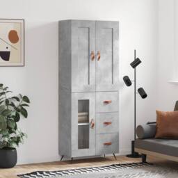 Berkfield Home Highboard Concrete Grey 69.5x34x180 cm Engineered Wood - thumbnail 2