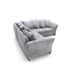 Abakus Direct Farrow Crushed Chenille Corner Sofa in Light Grey - thumbnail 3