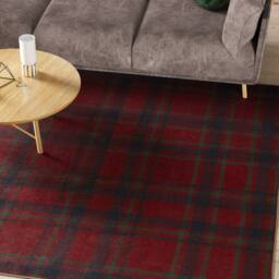 Kukoon Red Green Tartan Soft Chenille Washable Living Room Area Rug - Size: 80 cm x 150 cm - thumbnail 3