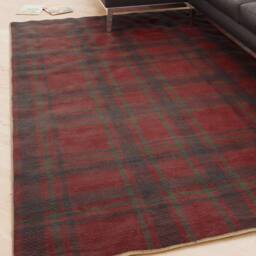 Kukoon Red Green Tartan Soft Chenille Washable Living Room Area Rug - Size: 80 cm x 150 cm