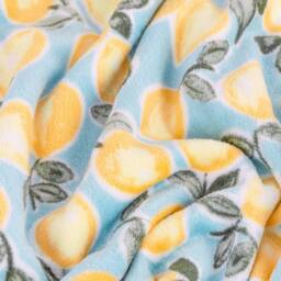 Furn Lemons Printed Soft Fleece Throw in Blue - Size: 130 cm x 150 cm - thumbnail 3