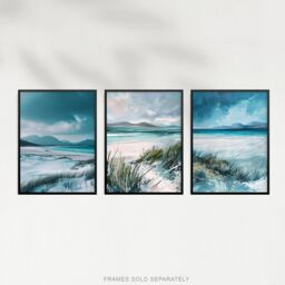 Artery8 Set of 3 Isle of Harris Luskentyre Beach Scotland A4 Size Art Prints in Blue - thumbnail 5