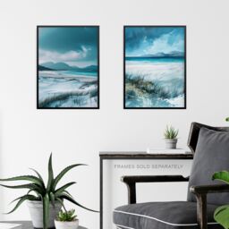 Artery8 Set of 3 Isle of Harris Luskentyre Beach Scotland A4 Size Art Prints in Blue - thumbnail 6