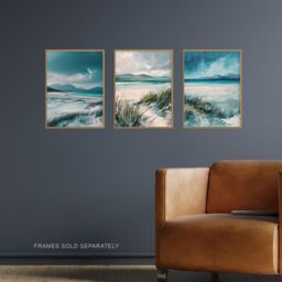 Artery8 Set of 3 Isle of Harris Luskentyre Beach Scotland A4 Size Art Prints in Blue - thumbnail 2