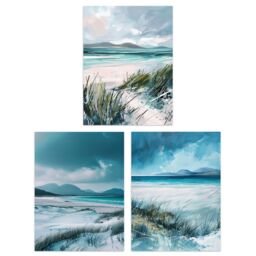 Artery8 Set of 3 Isle of Harris Luskentyre Beach Scotland A4 Size Art Prints in Blue - thumbnail 1