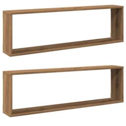 Berkfield Home Wall Cube Shelves 2 pcs Artisan Oak 100x15x30 cm Engineered Wood in Brown - Size: 100 x 15 x 30 cm - thumbnail 2