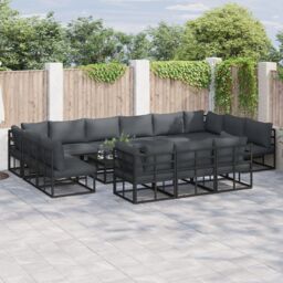 Berkfield Home Garden Sofa Set 14 pcs Black 70 x 70 x 32 cm Aluminium