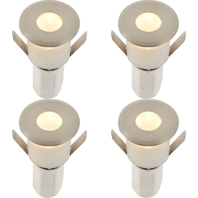 Loops 4 PACK Recessed Decking IP67 Guide Light - 1.2W Warm White LED - Satin Nickel in Metallics - image 1