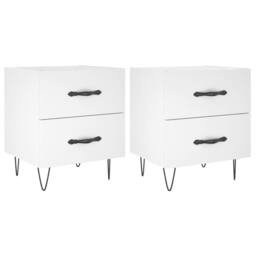 Berkfield Home Modern Bedside Cabinets 2 pcs White 40x35x47.5 cm Engineered Wood - thumbnail 3