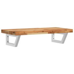 Berkfield Home Basin Shelf Wall Mounted Steel & Solid Wood Acacia in Brown - thumbnail 2