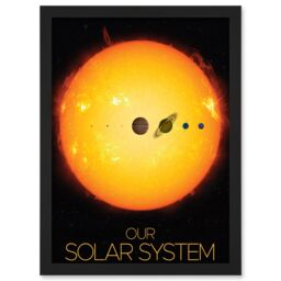 Artery8 NASA Our Solar System Planets & Sun Size Comparison Artwork Framed Wall Art Print A4 in Black - thumbnail 1