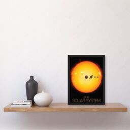 Artery8 NASA Our Solar System Planets & Sun Size Comparison Artwork Framed Wall Art Print A4 in Black - thumbnail 2