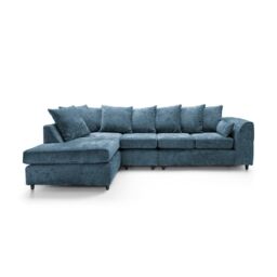 Abakus Direct Harriet Crushed Chenille Large Left Facing Corner Sofa in Dark Blue - thumbnail 2