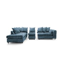 Abakus Direct Harriet Crushed Chenille Large Left Facing Corner Sofa in Dark Blue - thumbnail 5