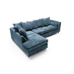 Abakus Direct Harriet Crushed Chenille Large Left Facing Corner Sofa in Dark Blue - thumbnail 3