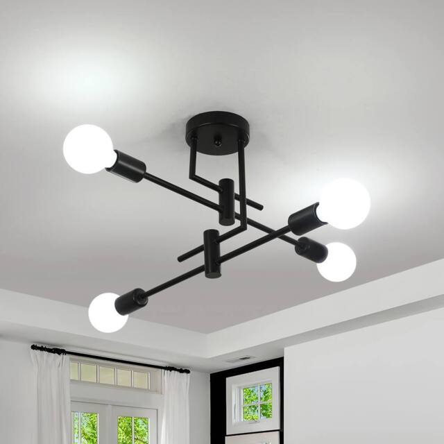 Goeco Vintage Ceiling Light, Industrial Ceiling Lights, for Bedroom, Kitchen in Black - image 1