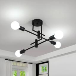 Goeco Vintage Ceiling Light, Industrial Ceiling Lights, for Bedroom, Kitchen in Black - thumbnail 1