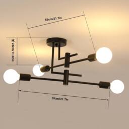 Goeco Vintage Ceiling Light, Industrial Ceiling Lights, for Bedroom, Kitchen in Black - thumbnail 5