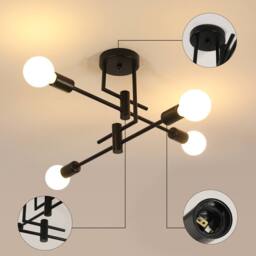 Goeco Vintage Ceiling Light, Industrial Ceiling Lights, for Bedroom, Kitchen in Black - thumbnail 6
