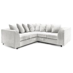 Furnishings For Less UK Ferguson 5 Seater Fabric Corner Sofa L Shaped Jumbo Cord - Scatter Back in Silver