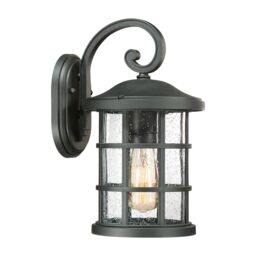 Loops Outdoor IP44 1 Bulb Wall Light Lantern Earth Black LED E27 60W d02192 - thumbnail 1