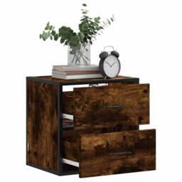 Berkfield Home Wall-mounted Bedside Cabinet Smoked Oak 40x31x39.5 cm in Brown - thumbnail 4